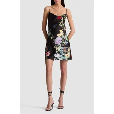 Alice And Olivia Alice + Olivia Harmony Floral Satin Mini Slipdress In Multi