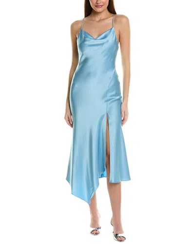 Alice And Olivia Harmony Draped Satin-crepe Midi Dress In Blue
