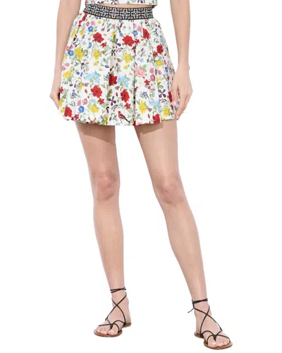Alice And Olivia Alice + Olivia Haven Linen-blend Mini Skirt In Multi