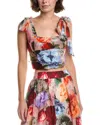 Alice And Olivia Alice + Olivia Haven Silk-blend Cropped Top In Multi