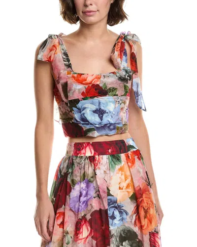Alice And Olivia Alice + Olivia Haven Silk-blend Cropped Top In Multi