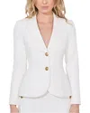 Alice And Olivia Iana Denim Sculpted Blazer In White