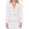 Alice And Olivia Iana Denim Sculpted Blazer In Off White