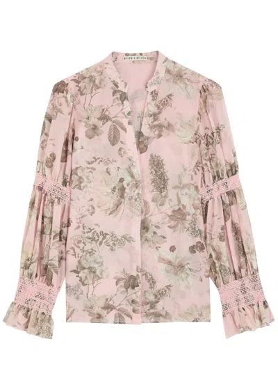 ALICE AND OLIVIA ALICE + OLIVIA ILAN SMOCKED COTTON-BLEND BLOUSE