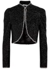 Alice And Olivia Alice + Olivia Ilaria Embellished Crepe Cropped Jacket In Multi