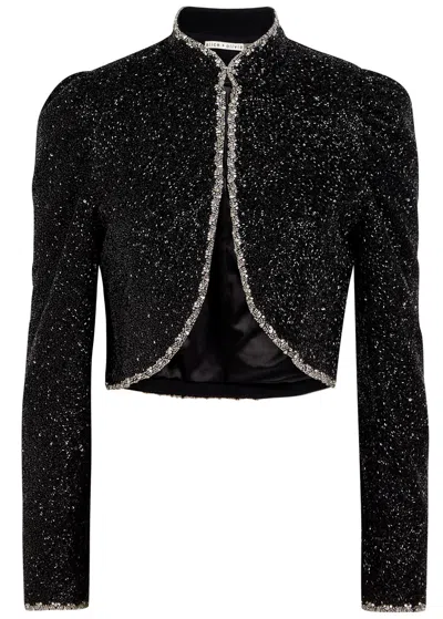 Alice And Olivia Alice + Olivia Ilaria Embellished Crepe Cropped Jacket In Multi