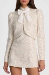 Alice And Olivia Ilaria Embellished Cropped Jacket In White