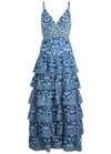 Alice And Olivia Imogene Tiered Maxi Dress In Blue