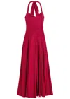 Alice And Olivia Isabelle Flared Midi Dress In Burgundy