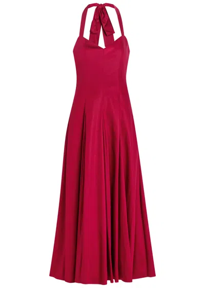 ALICE AND OLIVIA ALICE + OLIVIA ISABELLE PLEATED STRETCH-SATEEN MIDI DRESS