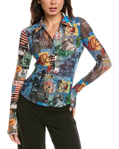 Alice And Olivia Alice + Olivia Jade Mesh Button-down Shirt In Multi
