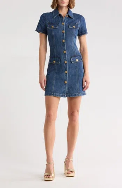 Alice And Olivia Alice + Olivia Jamie Denim Mini Shirtdress In Blue