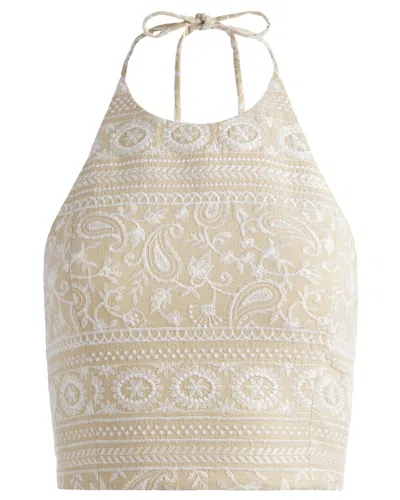 Alice And Olivia Alice + Olivia Jaymee Crop Top In Neutral