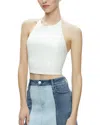 Alice And Olivia Jaymee Vegan Leather Cropped Halter Top