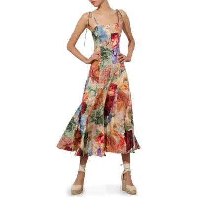 Alice And Olivia Alice + Olivia Jeanette Floral Panel Dress In Gray