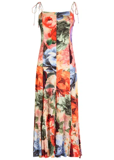 Alice And Olivia Alice + Olivia Jeanette Floral Woven Midi Dress In Multi