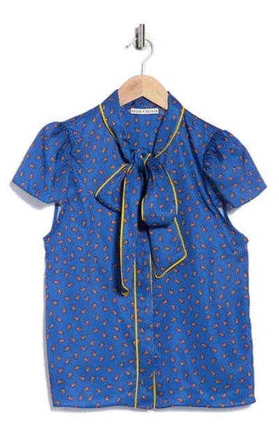 Alice And Olivia Alice + Olivia Jeannie Piped Tie Neck Top