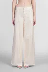 Alice And Olivia Embellished Trish Wide-leg Jeans In Beige