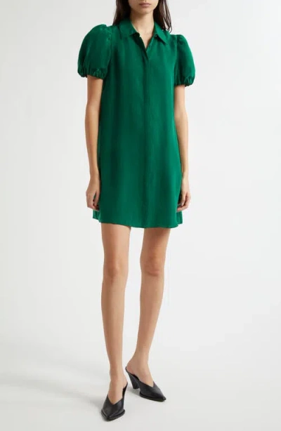 Alice And Olivia Alice + Olivia Jem Puff Sleeve Mini Shirtdress In Forest Green