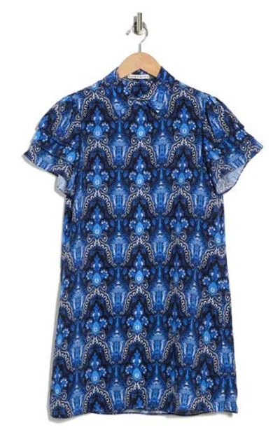 Alice And Olivia Alice + Olivia Jem Short Sleeve Shirtdress In Blue