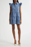 Alice And Olivia Alice And Oliva Jem Denim Tiered Mini Dress In Light Chambray