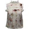 Alice And Olivia Alice + Olivia Jonie Floral Print Lace Blouse In Ivory Silk In White