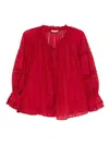 Alice And Olivia Cotton Voile Josephine Blouse In Red