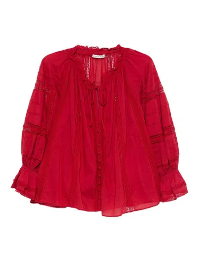 Alice And Olivia Alice + Olivia Josephine Cotton Blouse In Red