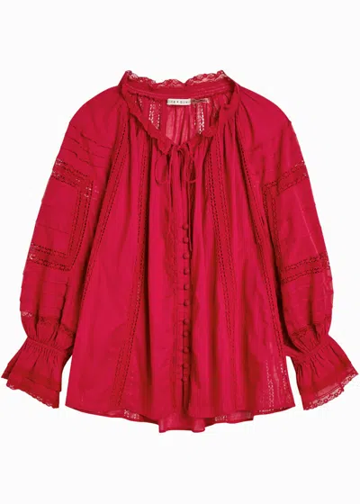 Alice And Olivia Alice + Olivia Josephine Cotton Blouse In Red