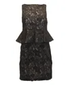 Alice And Olivia Alice + Olivia Josephine Lace Peplum Dress In Black Polyester In Black