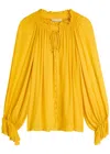Alice And Olivia Alice + Olivia Josephine Semi-sheer Chiffon Blouse In Yellow