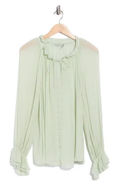 Alice And Olivia Alice + Olivia Josephine Tie Neck Top In Green