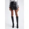 Alice And Olivia Alice + Olivia Joss Button Front Faux Leather Miniskirt In Black
