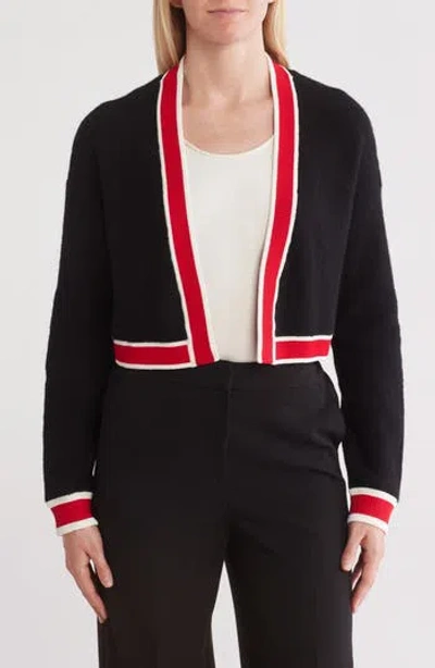 Alice And Olivia Alice + Olivia Juana Tipped Stripe Crop Cardigan In Black