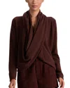 Alice And Olivia Alice + Olivia Jules Drape Cashmere Pullover In Brown