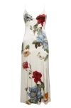 Alice And Olivia Alice + Olivia Julietta Floral Satin Slipdress In White