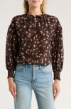 Alice And Olivia Alice + Olivia Julius Floral Long Sleeve Cotton & Silk Top In Brown