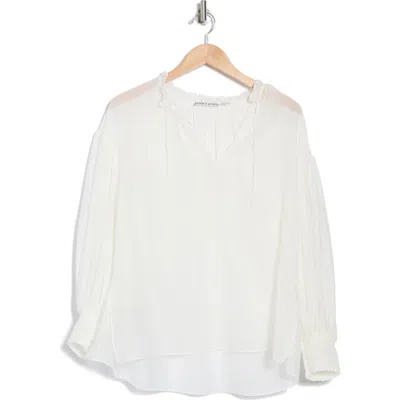 Alice And Olivia Alice + Olivia Julius Long Sleeve Cotton & Silk Top In Off White