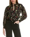 Alice And Olivia Julius Blouson-sleeve Tunic Top In Black