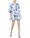 Alice And Olivia Junia Printed Mini Dress In Blue