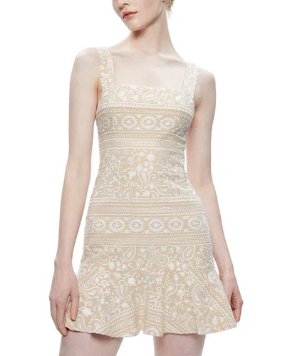 Alice And Olivia Alice + Olivia Kaidra Drop-waist Mini Dress In Natural/white