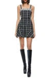 Alice And Olivia Kaidra Dropwaist Mini Dress In Black/off White