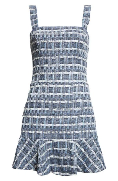Alice And Olivia Alice + Olivia Kaidra Square Neck Tweed Minidress In Purple