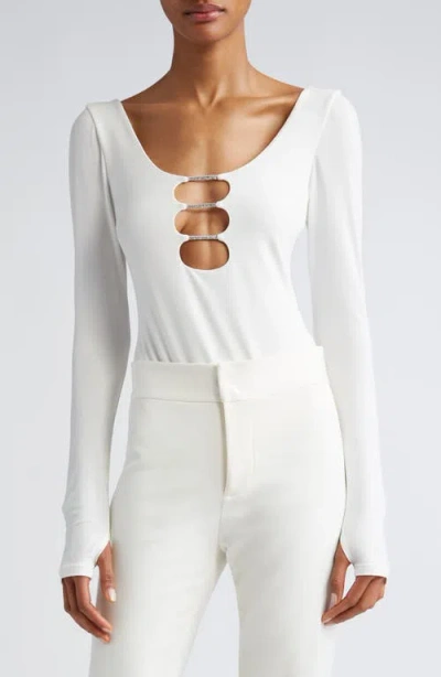 ALICE AND OLIVIA ALICE + OLIVIA KALENA CUTOUT SCOOP NECK LONG SLEEVE BODYSUIT