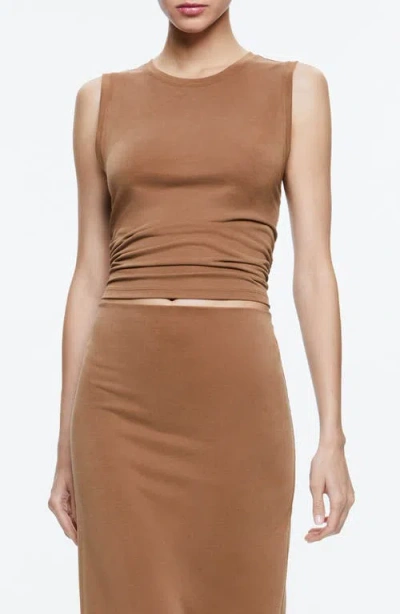 Alice And Olivia Alice + Olivia Kappa Ruched Crop Tank In Camel