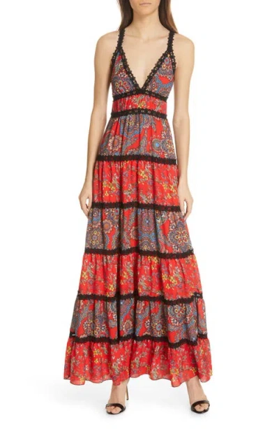Alice And Olivia Alice + Olivia Karolina Mixed Print Maxi Dress In Multi