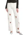 Alice And Olivia Karrie Embellished Heart Cutout Off White Jean