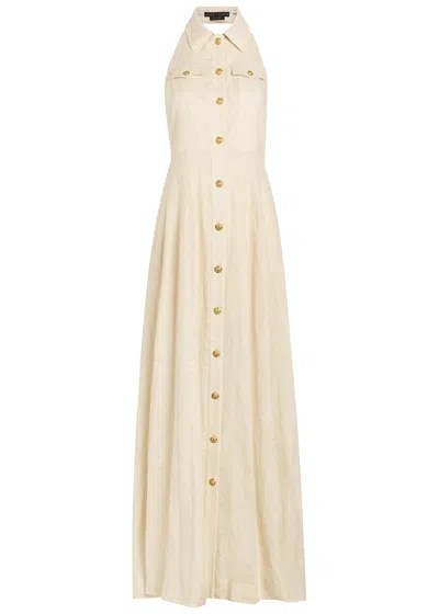 Alice And Olivia Alice + Olivia Kendall Halterneck Linen Maxi Dress In Neutral