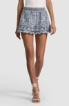 Alice And Olivia Kenley Eyelet Drawstring Denim Shorts Sierra Light Blue In Multi