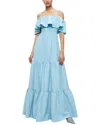 Alice And Olivia Kia Cold-shoulder Tiered Linen-blend Maxi Dress
